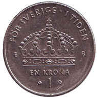 Монета 1 крона. 2001 год, Швеция. Монета 1 крона. 2001 год, Швеция.