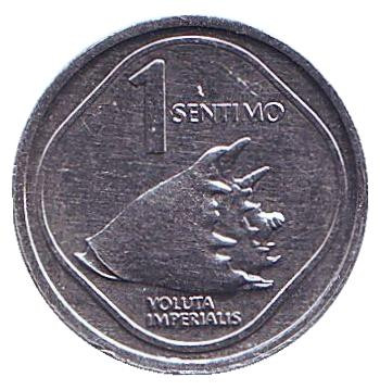 Монета 1 сентимо. 1988 год, Филиппины. Ракушка.