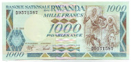 Банкнота 1000 франков. 1988 год, Руанда.