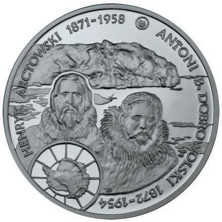 Монета 10 злотых. 2007 год, Польша. Польские путешественники - Генрик Арцтовский и Антони Болеслав Добровольский.