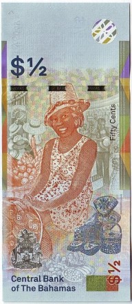 Банкнота 50 центов. 2019 год, Багамские острова. Банкнота 50 центов. 2019 год, Багамские острова.