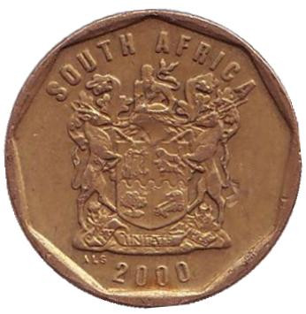 Монета 10 центов. 2000 год, Южная Африка. (Старый тип) Лилия.