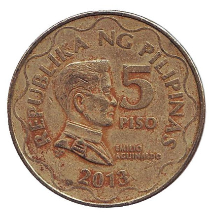Монета 5 песо. 2013 год, Филиппины. Эмилио Агинальдо.