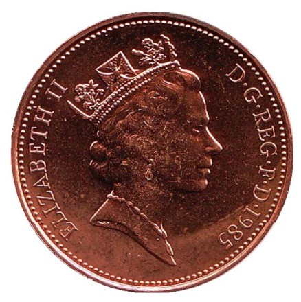 Монета 2 пенса. 1985 год, Великобритания. BU.