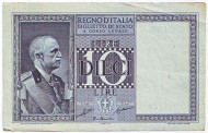 Банкнота 10 лир. 1935 год, Италия. Банкнота 10 лир. 1935 год, Италия.