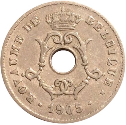 Монета 10 сантимов. 1905 год, Бельгия. (Belgique)