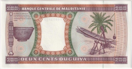 Банкнота 200 угий. 2002 год, Мавритания. P-5j. Банкнота 200 угий. 2002 год, Мавритания. P-5j.