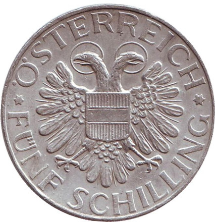 Монета 5 шиллингов. 1934 год, Австрия. Великая Мать Австрии. Мадонна Марицелльская. Монета 5 шиллингов. 1934 год, Австрия. Великая Мать Австрии. Мадонна Марицелльская.