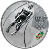 Монета 3 рубля. 2014 год, Россия. (Выпуск 2013 г.) Санный спорт. "XXII зимние Олимпийские Игры, Сочи 2014". Монета 3 рубля. 2014 год, Россия. (Выпуск 2013 г.) Санный спорт. "XXII зимние Олимпийские Игры, Сочи 2014".