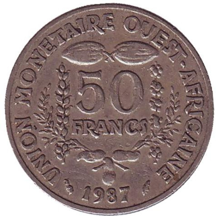Монета 50 франков. 1987 год, Западные Африканские штаты.