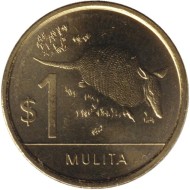 Монета 1 песо. 2024 год, Уругвай. Броненосец. Монета 1 песо. 2024 год, Уругвай. Броненосец.