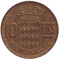 Монета 10 франков. 1951 год, Монако. Монета 10 франков. 1951 год, Монако.