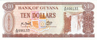 Банкнота 10 долларов. 1966-1992 гг., Гайана. Банкнота 10 долларов. 1966-1992 гг., Гайана.