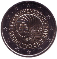 Монета 2 евро, 2016 год, Словакия. Председательство Словакии в Совете ЕС. Монета 2 евро, 2016 год, Словакия. Председательство Словакии в Совете ЕС.