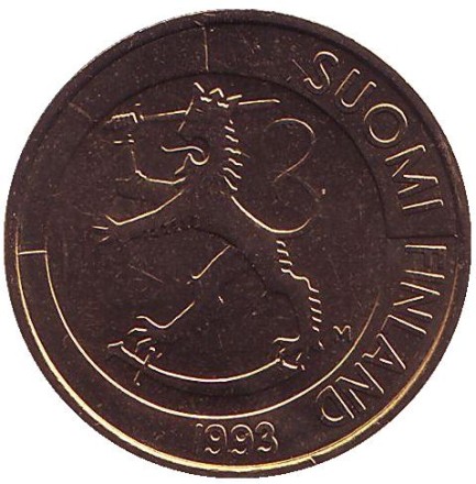 Монета 1 марка. 1993 год, Финляндия. aUNC. (Алюминиевая бронза) Монета 1 марка. 1993 год, Финляндия. aUNC. (Алюминиевая бронза)