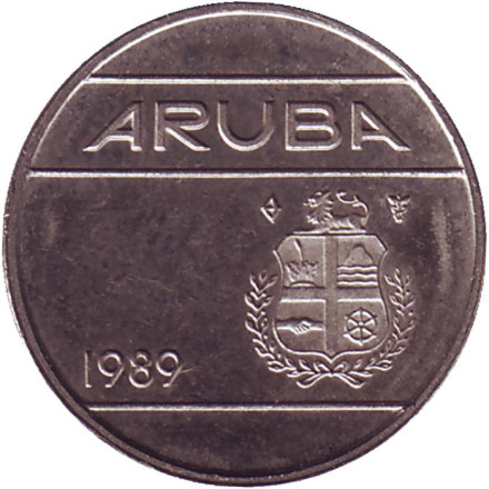 Монета 10 центов. 1989 год, Аруба. Из обращения.