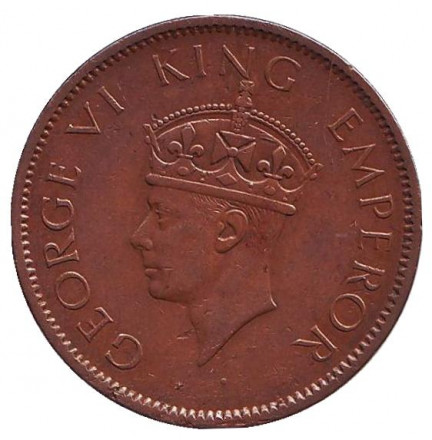 Монета 1/4 анны. 1942 год, Индия Британская. (Без отметки монетного двора).