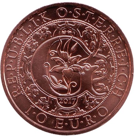 Монета 10 евро. 2017 год, Австрия. Архангел Гавриил. Посланники небес.