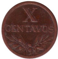 Монета 10 сентаво. 1955 год, Португалия. Ростки.