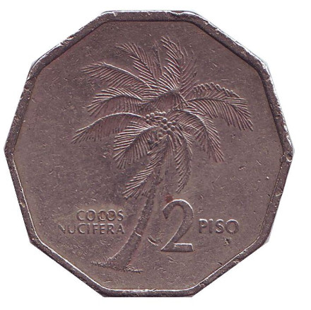 Монета 2 песо. 1989 год, Филиппины. Пальма.