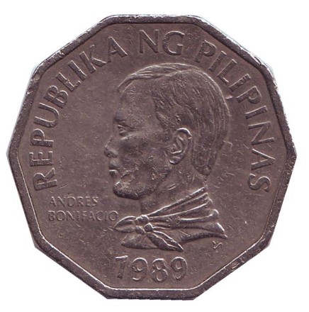 Монета 2 песо. 1989 год, Филиппины. Пальма.