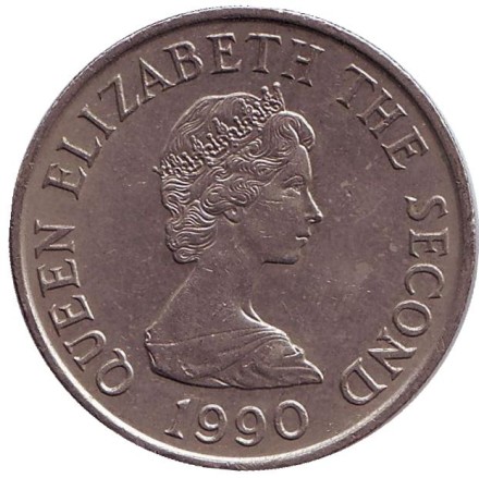 Монета 10 пенсов. 1990 год, Джерси. Дольмен.