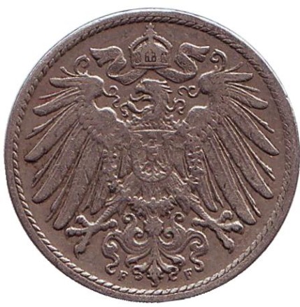Монета 10 пфеннигов. 1912 год (F), Германская империя.