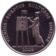 Монета 1 лит. 2009 год, Литва. Вильнюс – культурная столица Европы 2009 года. Монета 1 лит. 2009 год, Литва. Вильнюс – культурная столица Европы 2009 года.
