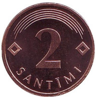 Монета 2 сантима. 2006 год, Латвия. UNC. Монета 2 сантима. 2006 год, Латвия. UNC.