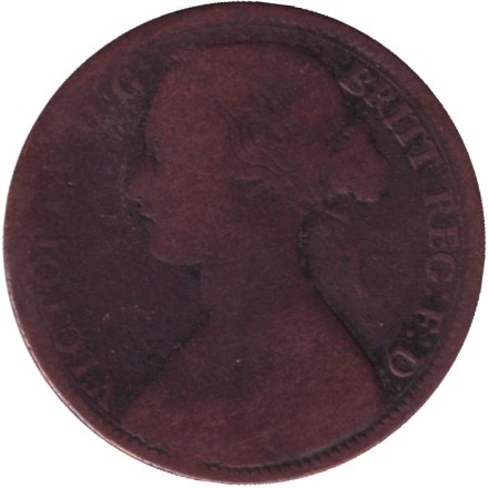 Монета 1 пенни. 1865 год, Великобритания. Монета 1 пенни. 1865 год, Великобритания.