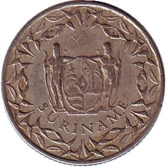 Монета 10 центов. 1962 год, Суринам.