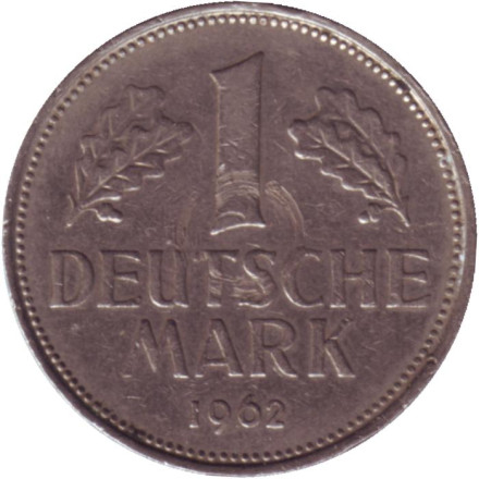 Монета 1 марка. 1962 год (D), ФРГ.