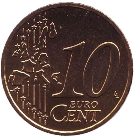 Монета 10 центов. 2003 год (J), Германия. Монета 10 центов. 2003 год (J), Германия.
