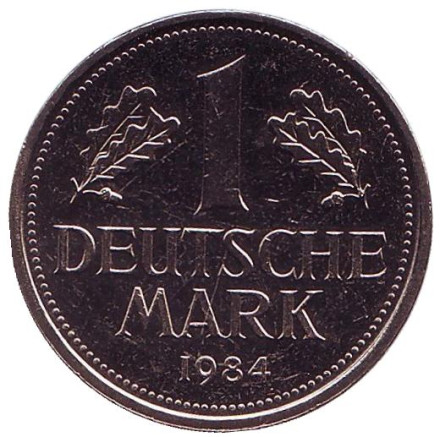 Монета 1 марка. 1984 год (F), ФРГ.