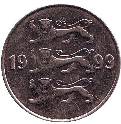 Монета 20 сентов. 1999 год, Эстония.