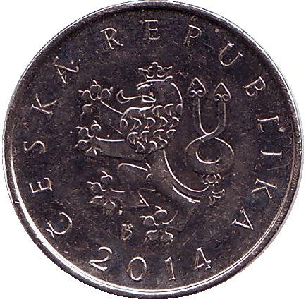 Монета 1 крона. 2014 год, Чехия.