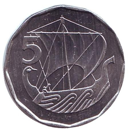 Монета 5 миллей. 1982 год, Кипр. Древнее торговое судно.
