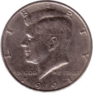 Монета 50 центов. 1991 год (P), США. Джон Кеннеди. Монета 50 центов. 1991 год (P), США. Джон Кеннеди.