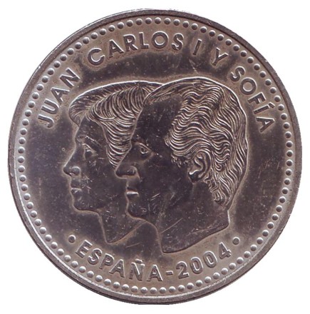 Монета 12 евро. 2004 год, Испания. Свадьба принца Фелипе и Летиции.