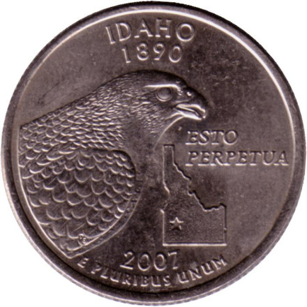 Монета 25 центов (P). 2007 год, США. Айдахо. Штат № 43.