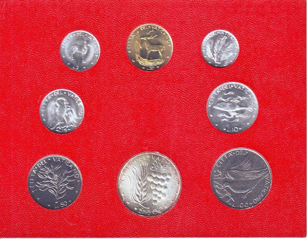 Годовой набор монет Ватикана. (8 штук), 1971 год. Годовой набор монет Ватикана. (8 штук), 1971 год.