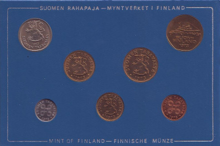 Набор монет Финляндии (7 шт), 1973 год, Финляндия. (в банковской упаковке) 