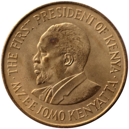 Монета 10 центов. 1969 год, Кения. XF-aUNC. Джомо Кениата - первый президент Кении.