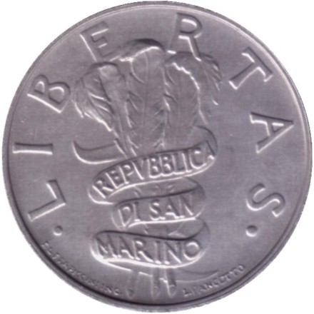 Монета 5 лир. 1995 год, Сан-Марино. Защита окружающей среды. Монета 5 лир. 1995 год, Сан-Марино. Защита окружающей среды.