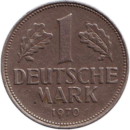 Монета 1 марка. 1970 год (D), ФРГ.