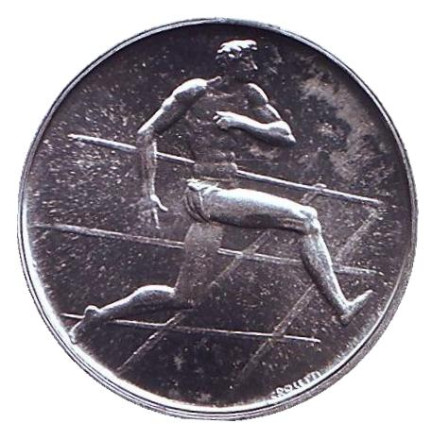 Монета 2 лиры. 1980 год, Сан-Марино. XXII летние Олимпийские Игры, Москва 1980. Бег.