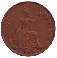 Монета 1 пенни. 1949 год, Великобритания. Монета 1 пенни. 1949 год, Великобритания.