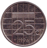 Монета 25 центов. 1996 год, Нидерланды. Монета 25 центов. 1996 год, Нидерланды.