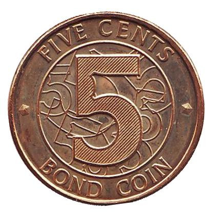 Монета 5 центов. 2014 год, Зимбабве. Бонд-коин.