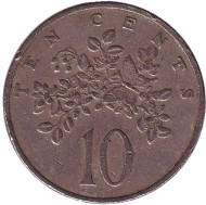 Монета 10 центов. 1972 год, Ямайка. Монета 10 центов. 1972 год, Ямайка.
